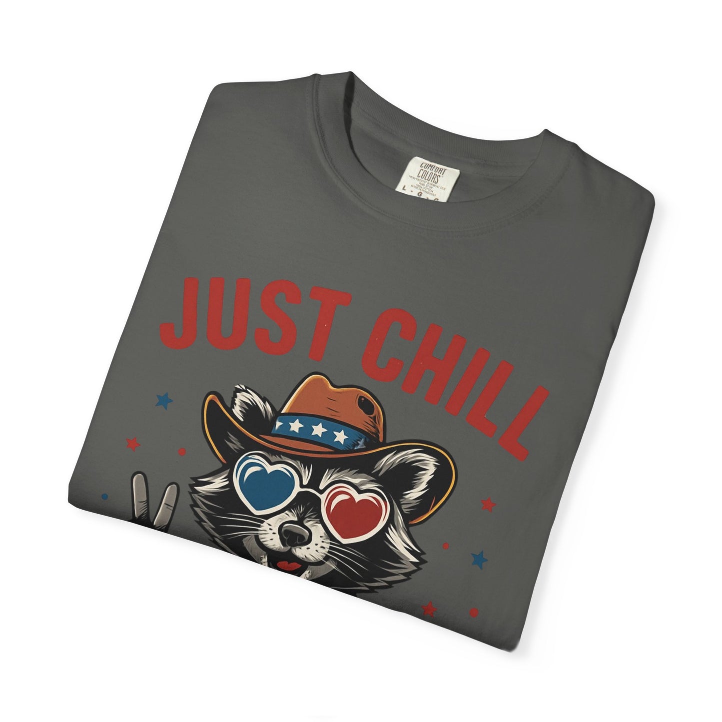 Fourth of July T-Shirt — "Just Chill The Fourth Out" Patriotic Raccoon Tee