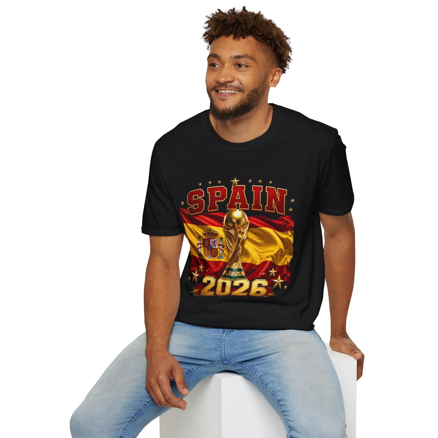 Spain 2026 World Cup Tee — Spanish Flag & Trophy Soccer Shirt