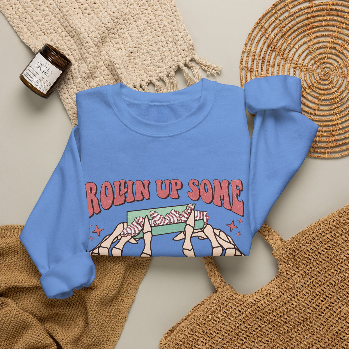 Christmas Spirit Sweatshirt — "Rollin Up Some Christmas Spirit" Holiday Crewneck