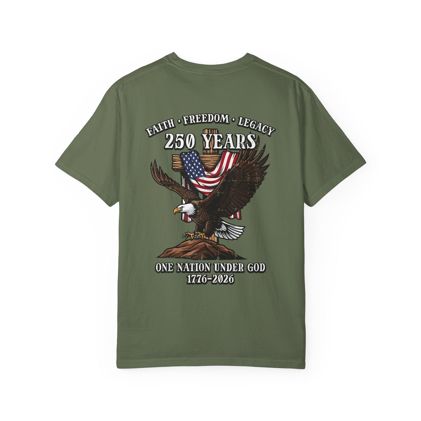 Patriotic Eagle T-Shirt — "250 Years" One Nation Under God (1776–2026)
