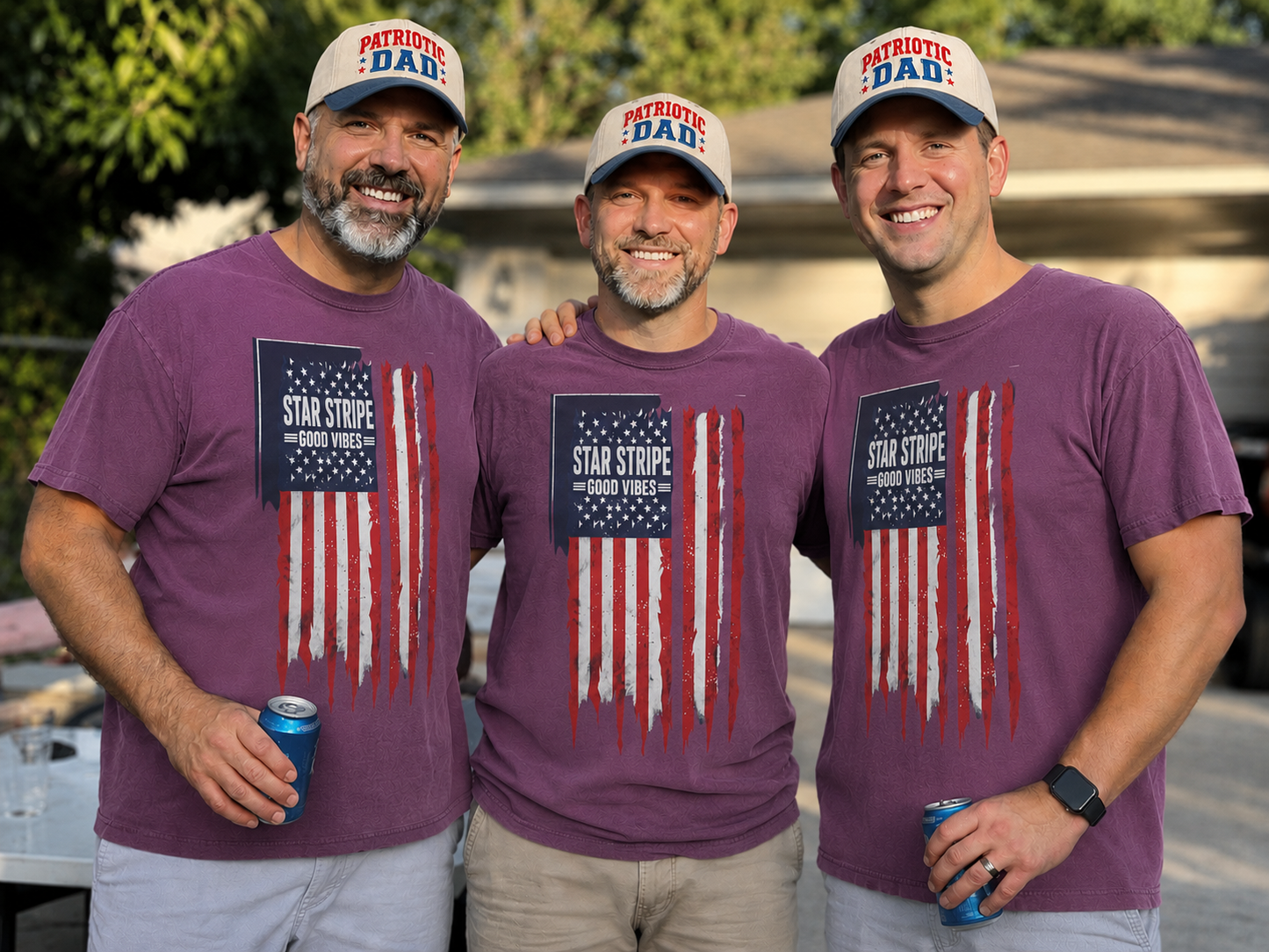 Patriotic "Star Stripe Good Vibes" T-Shirt