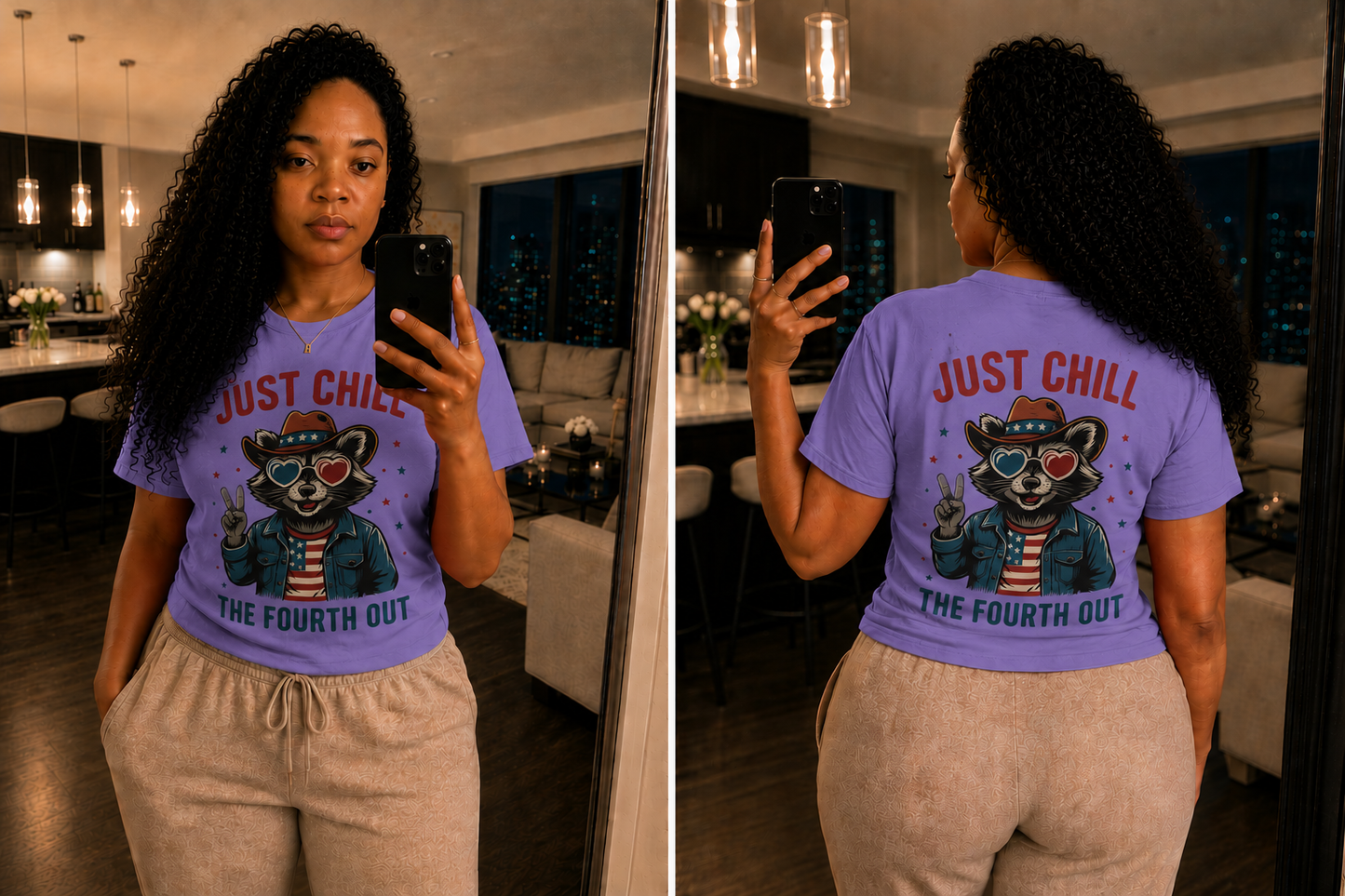 Fourth of July T-Shirt — "Just Chill The Fourth Out" Patriotic Raccoon Tee