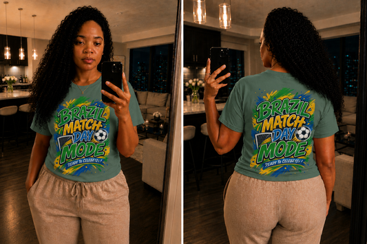 Brazil Match Day Mode T-Shirt — Soccer Fan Game Day Tee
