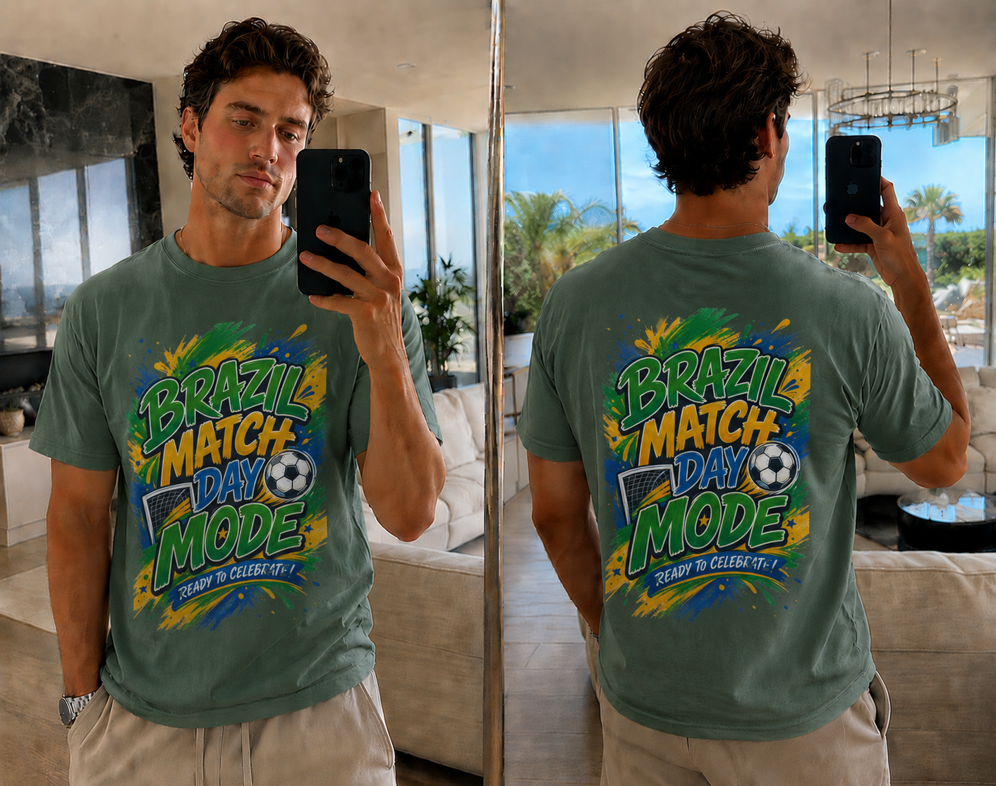 Brazil Match Day Mode T-Shirt — Soccer Fan Game Day Tee